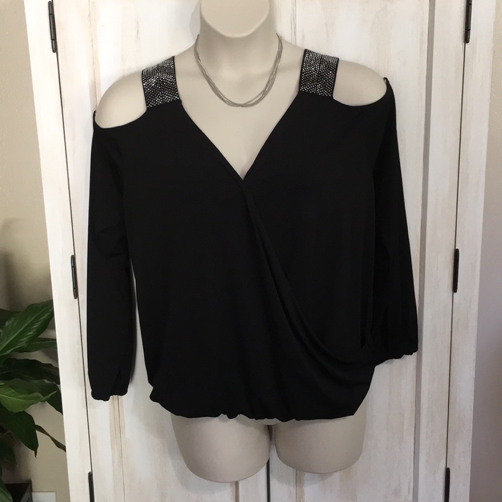Maurice’s Black Cold Shoulder Dressy Top